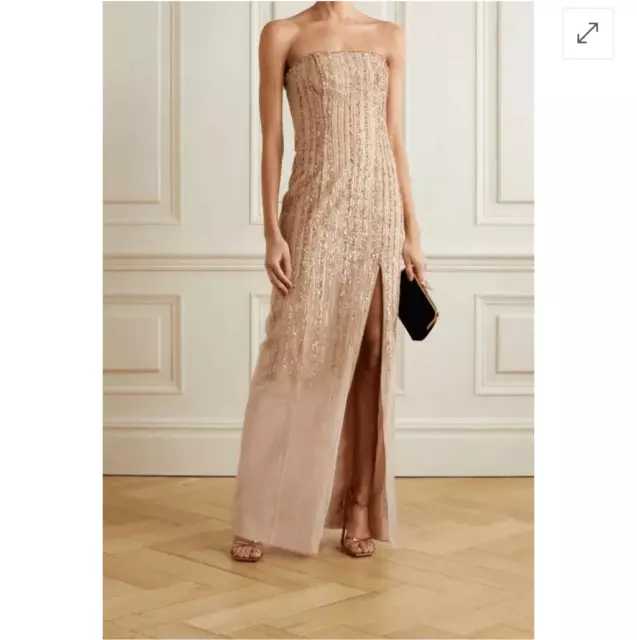 MARCHESA NOTTE Strapless embellished tulle gown