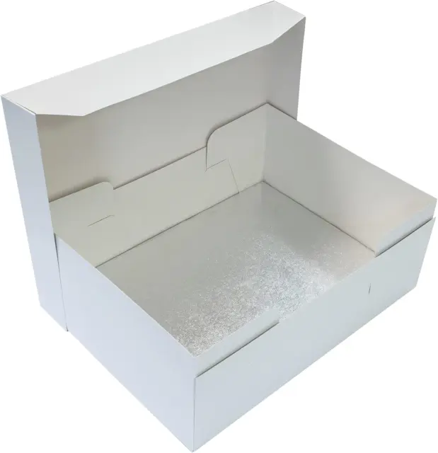 Culpitt 12"" X 9"" 304 x 228 mm Tavola per torte e scatola torta bianca combinata, argento oblungo