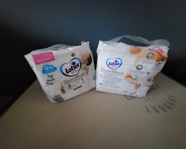 lot de 2 paquets de couches lotus douceur naturelle taille 1  2