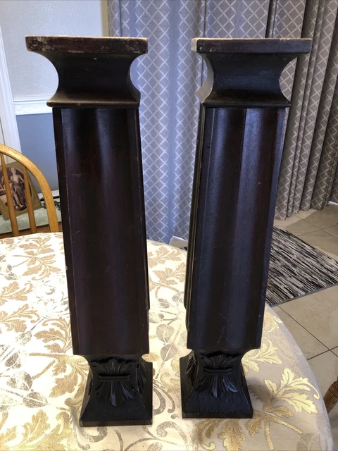 Antique Newel Post / Pillers Architectural Wood ( Matched Pair ) 20 1/2 " tall