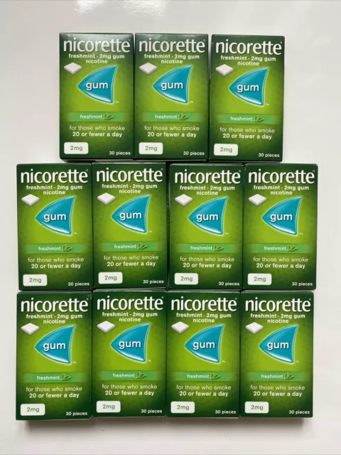 11x Packs of Nicorette Gum 2mg Nicotine Freshmint 11x 30 Pieces 330 Pieces Total