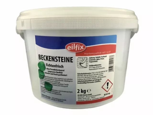 Eilfix Beckensteine Bio Fichte 2kg im Eimer Schutzsieb Urinale WC Beckenstein