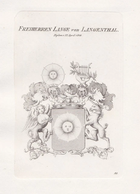BACH ARMOIRIES COAT Of Arms Blason Héraldique Heraldry Gravure sur