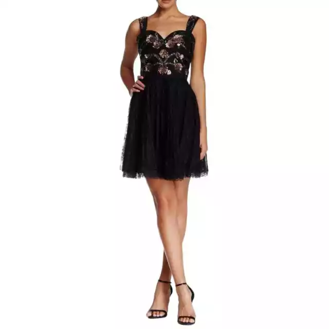 Marchesa Notte Embellished tulle and lace mini dress Size 2