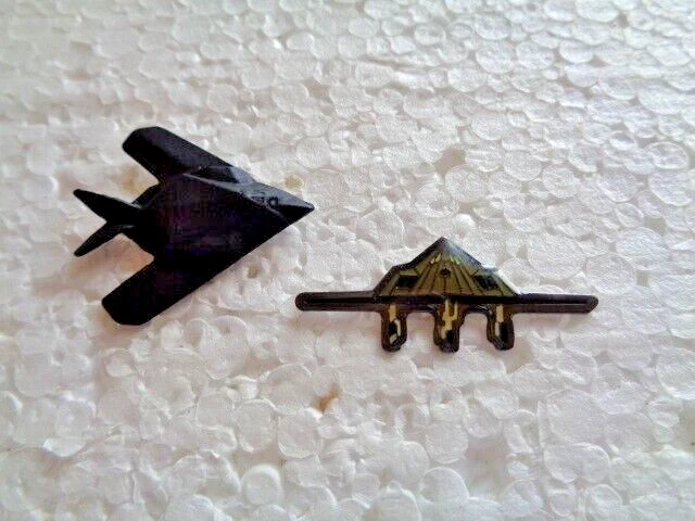 Job lot of 2 Stealth Aircraft shaped Military metal lapel pins