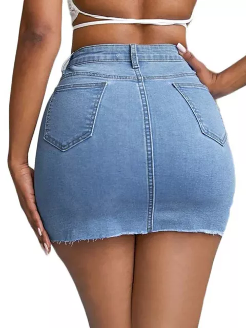 Womens Sexy Denim Jean Skirt Casual Lace-up High Waist Pencil Jean Mini Skirts