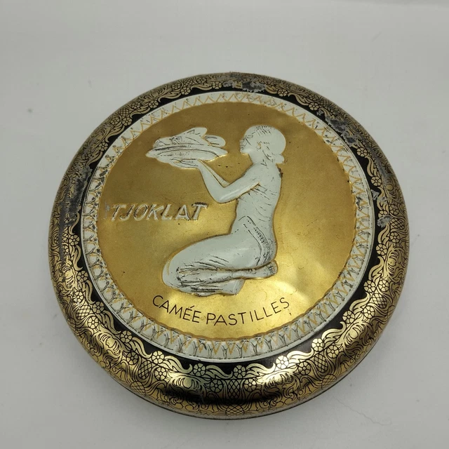 Boîte à Parfum Camée Vintage - Este Lauder - Laiton Ovale 5x4 Cm