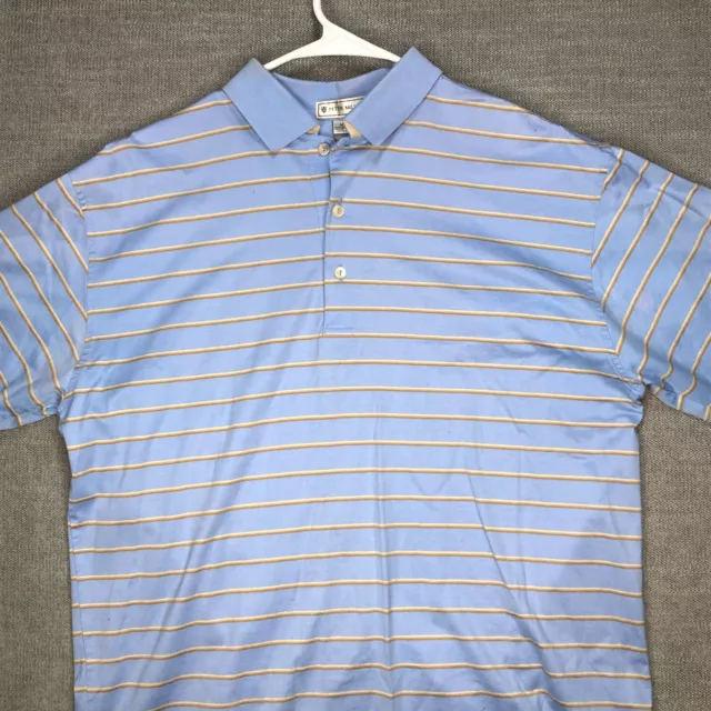 Peter Millar Polo Shirt Mens M Blue Striped Knit Golf Short Sleeve Preppy