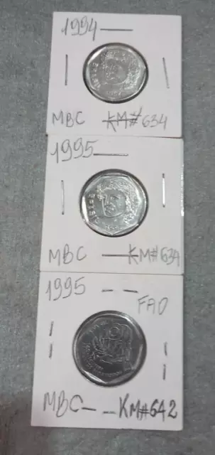 Brazil Coin 0,25 Centavos (3 coins) Set 1994 - 1995 ( FAO included).