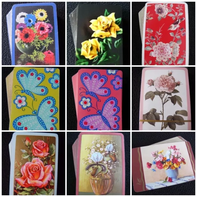 Vintage Playing Cards Flowers Pack Deck 1930s - 1990s Various Design Backs