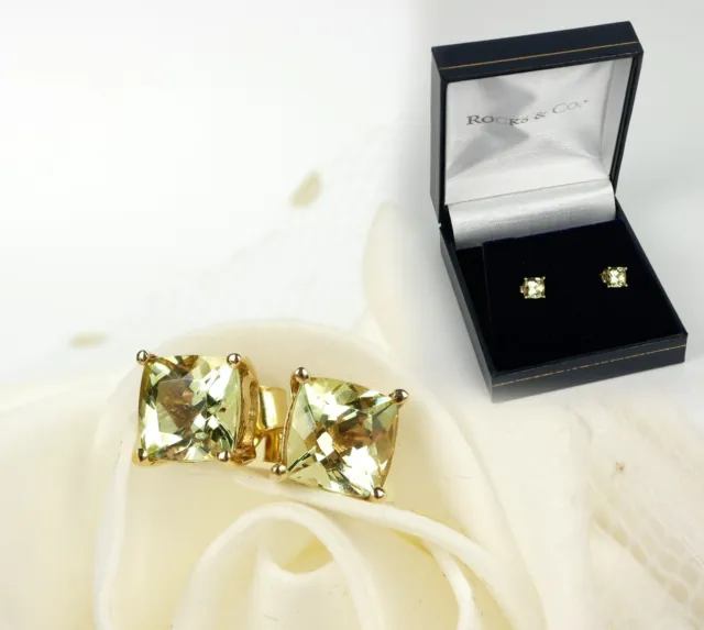 Beautiful 9ct Yellow Gold Stunning Canadian Apatite Earrings | Rocks & Co