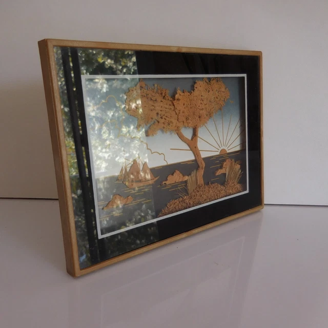 Vintage Art Deco Design XX PN France Handmade Sea Landscape Frame Board N2831 7