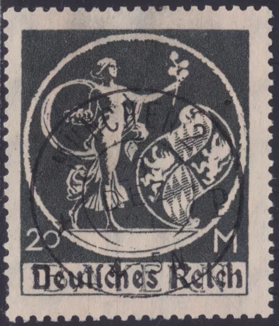 Deutsches Reich 138 II O  20 M Bayernaufdruck, Type II gestempelt, Infla gepr.