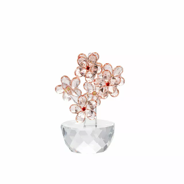 Aqua Red Crystal Plum Blossom Figurine Collectible Glass Bouquet Ornament Gift