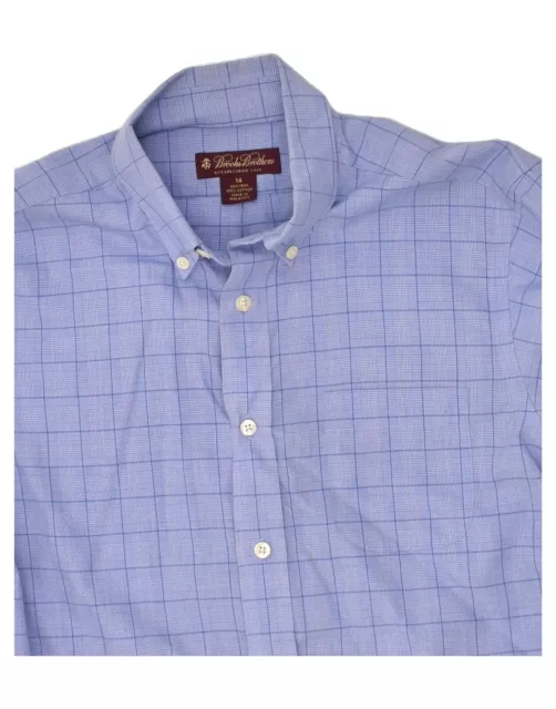 BROOKS BROTHERS Camicia Ragazzi NON - FERRO 13-14 Anni Blu Check Cotone AQ04 3