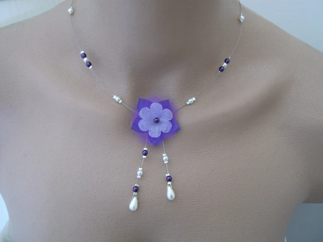 Collier Plume Blanc Ivoire – Bijoux Mariage Soirée – Cuivre Fantaisie Femme