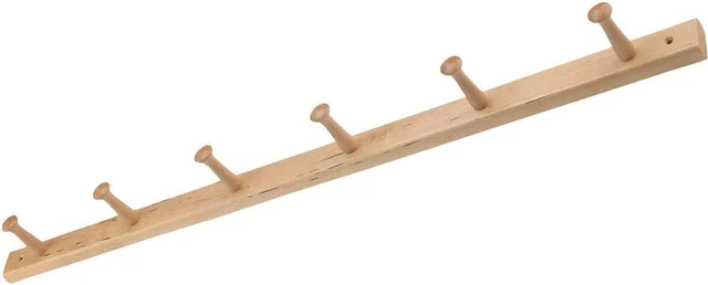 Idesign Wood Wall Mount Coat Rack with 6 Pegs for Mudroom, Entryway, Kitchen, Cl