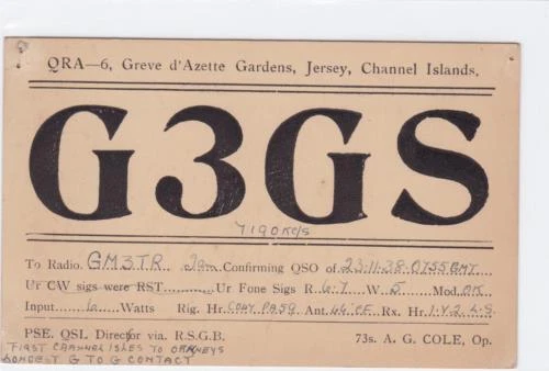 vintage qsl radio communication card jersey channel islands   1938 ref r15306