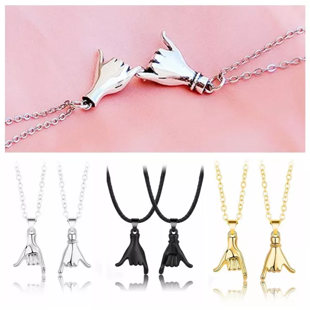 Clavicle Chain Pinky Promise Couple Necklace Lovers Pendant Holding Hands