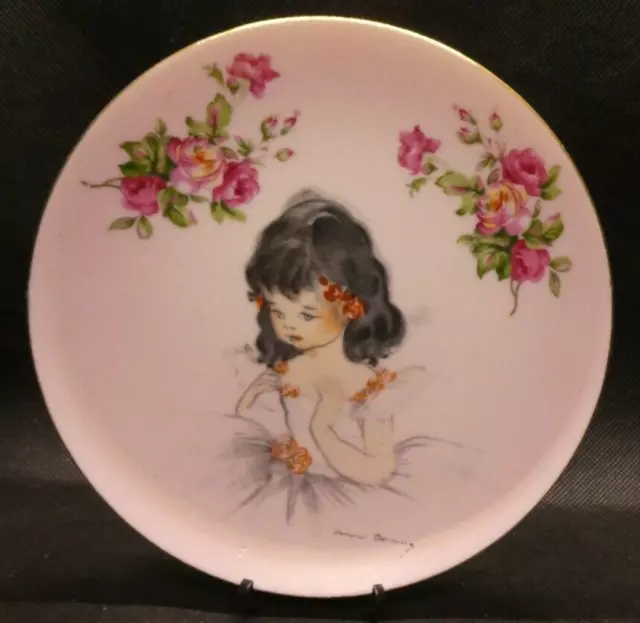 Brownie Downing Signed Plate with Young Ballerina and Flowers