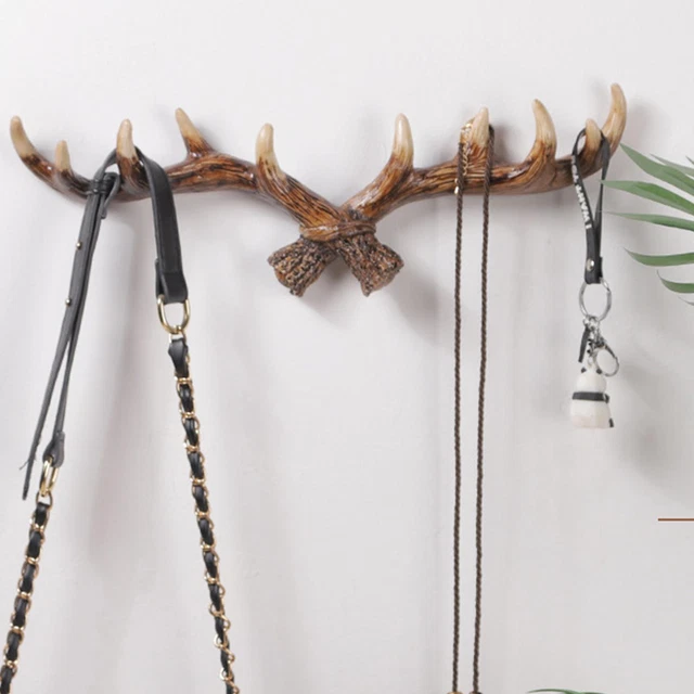 Realistic Deer Antler Wall Mounted Coat Hooks Entryway Rack Holder Hat Hanger
