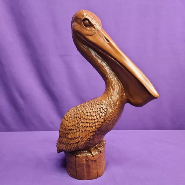 1988 Vintage Red Mill Mfg. Pelican Statue Made from Crushed Pecans and Resin 1ft