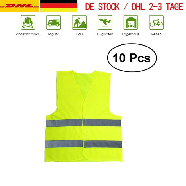 10 giubbotti di avvertimento giallo neon gilet incidente gilet di sicurezza dimensioni standard auto