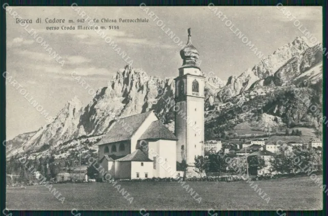 Belluno Borca di Cadore Chiesa Parrocchiale Croda Marcora cartolina VK4125
