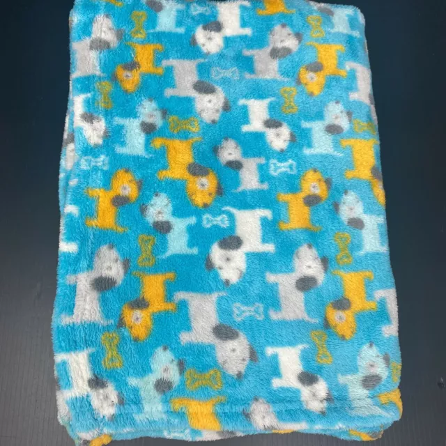 Baby Gear Blue Blanket Gray Orange White Dogs Bones Print Fleece Lovey Security