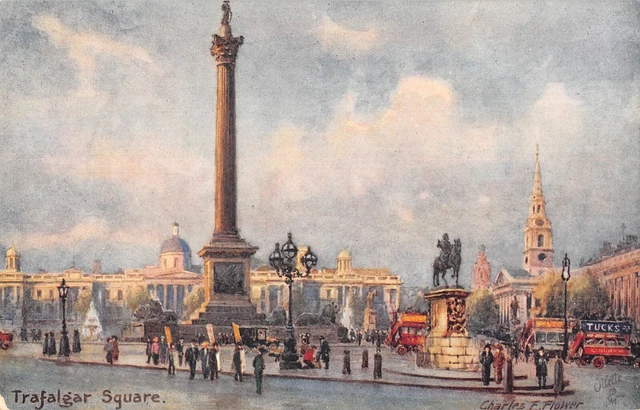 Cpa Illustrator / Signature / Charles Flower / Trafalgar Square