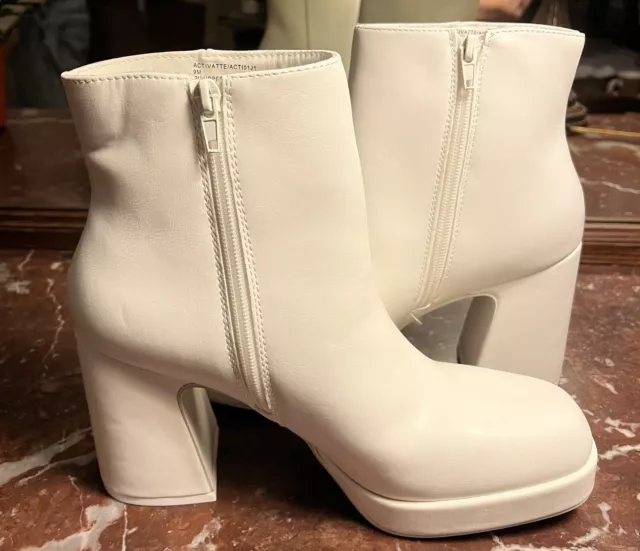 NEW! MADDEN GIRL White Platform Activatte Ankle Boots 9M w Box. Orig $79