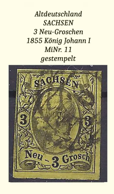 Altdeutschland Sachsen MiNr. 11 gestempelt, schönes Sammlerstück