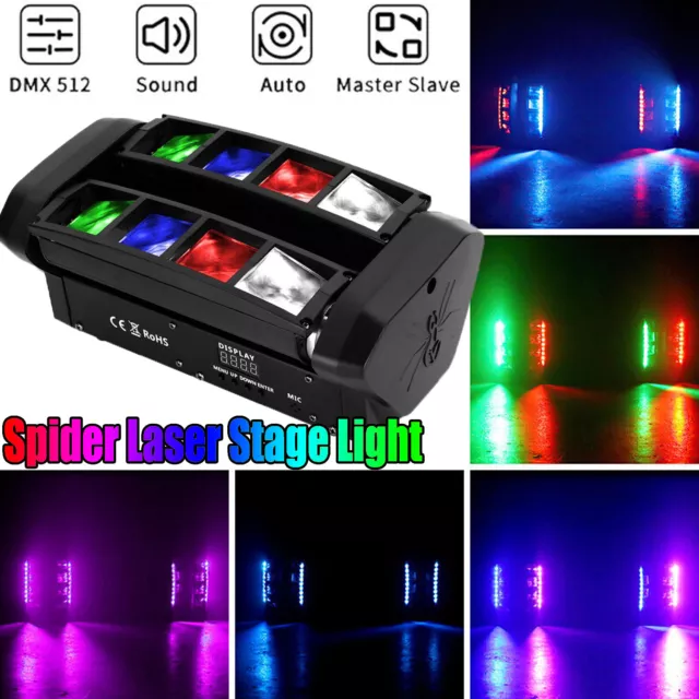 100W RGBW 8LED Spider Moving Head Disco Stage Light Beam DMX Party DJ Light Show