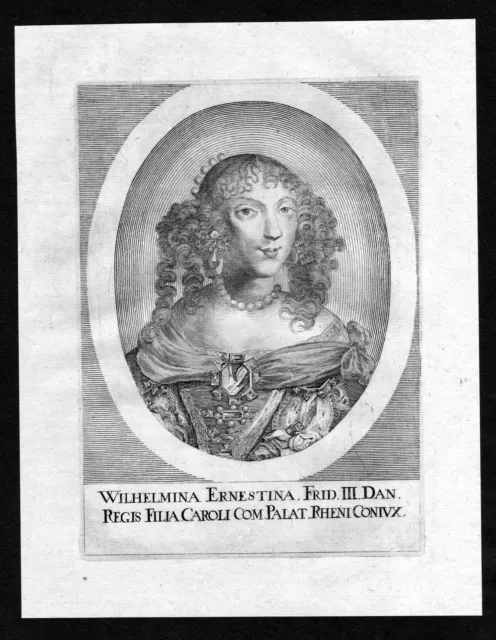 Princess Wilhelmine Ernestine of Denmark Danmark Dänemark Portrait Kupfer 136213