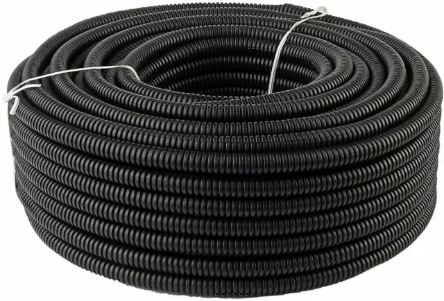 100 Ft 1/8" Split Wire Loom Conduit Polyethylene Tubing Black Color Sleeve Tube