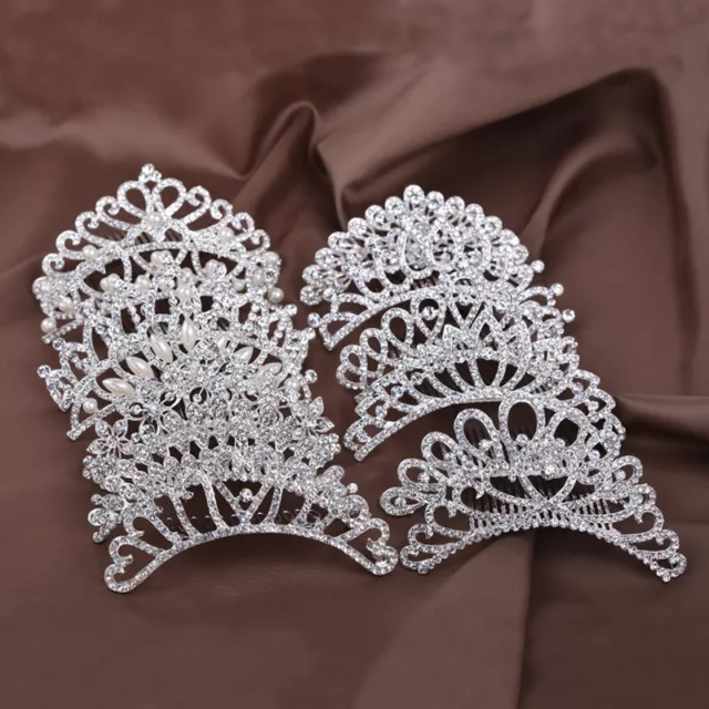 Bridal Women Diamante Crystal Prom Wedding Crown Tiara Headband Hair Clip