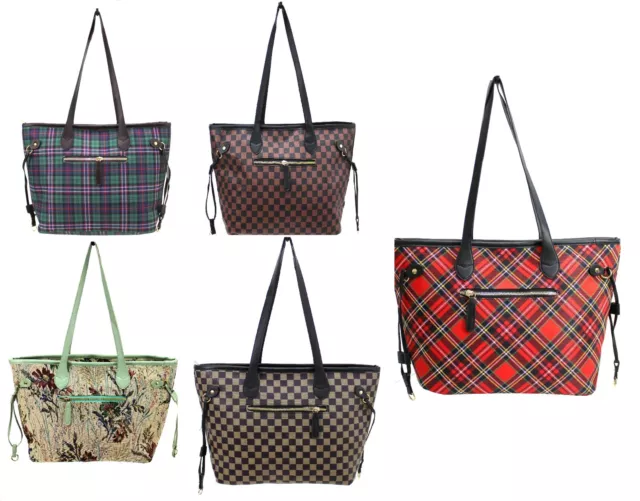 Damen bedruckte Handtasche großes Wochenende Reise Mode Arbeit Schultertasche Geldbörse Look