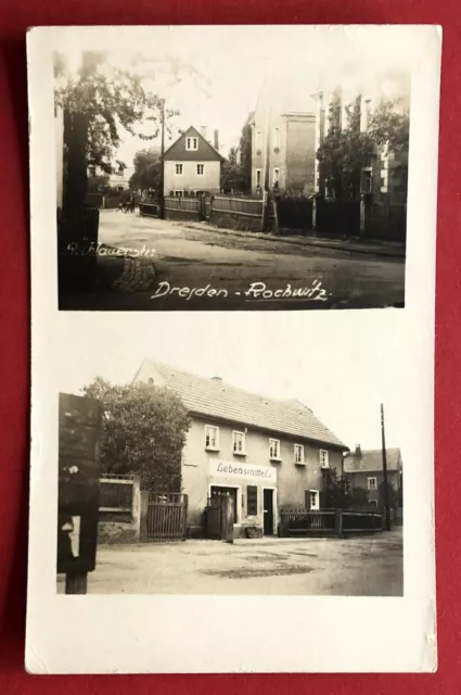 Foto AK DRESDEN Rockwitz um 1930 Bühlauer Strasse und Lebensmittel Laden ( 72619