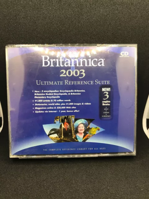 Encyclopedia Britannica 2003 Ultimate Reference Suite Windows PC CD ROM 4 Disc