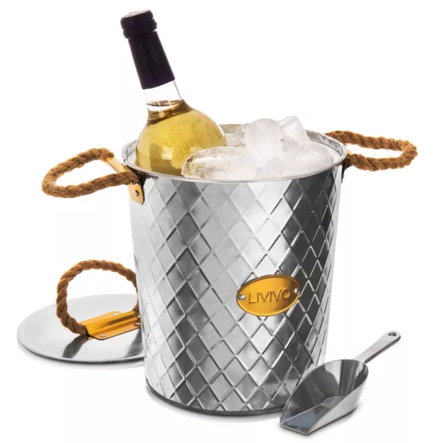 Stainless Steel Ice Bucket Cooler Galvanized Insulated Party Tub Wine Champagne