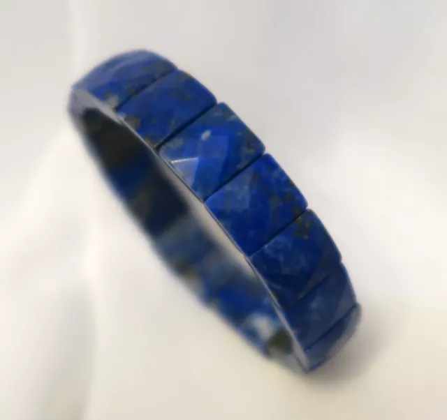 LAPIS LAZULI Stretch Armband Rechteck facettiert flexibel dehnbar , UNIKAT