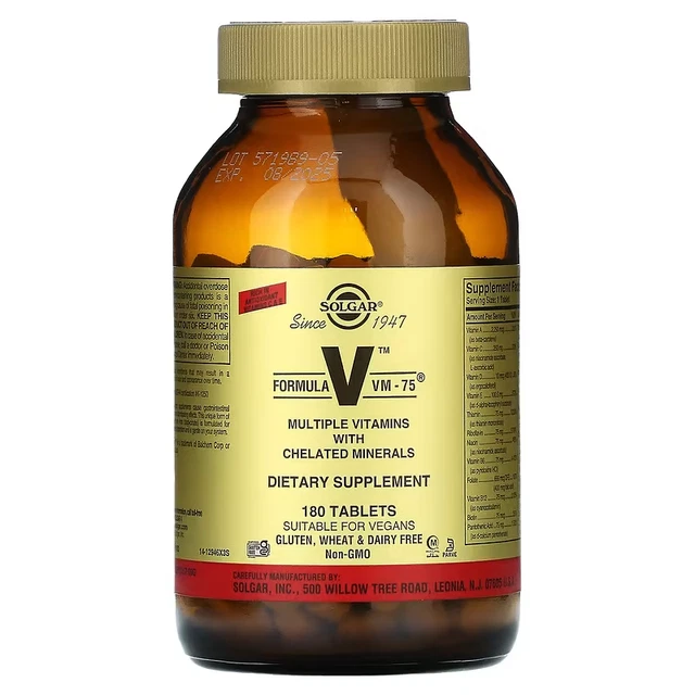 SOLGAR VM-75 FORMULA VM75 Extra Potency - 180 Tablets. Multivitamins ...