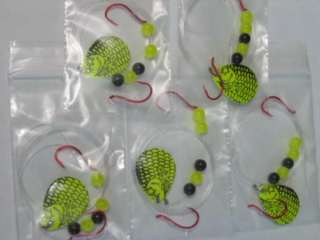 5 Spinner Rigs Leech Minnow Crawler Harness Walleye, Bass, Pike Colorado Blades