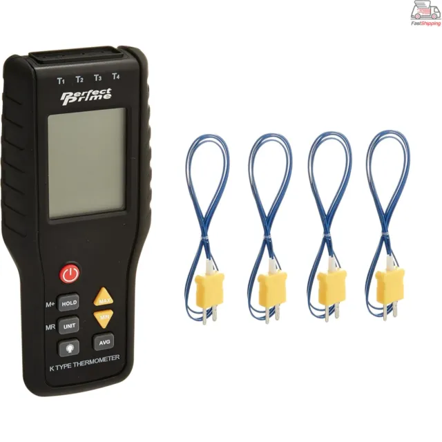 Digital Thermometer - 4-Channel K-Type - Thermocouple Sensor -200~1372°C/2501°F
