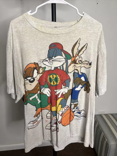 Vintage 1993 Looney Tunes Bugs Bunny Basketball Cross Colours Parody T-Shirt XL