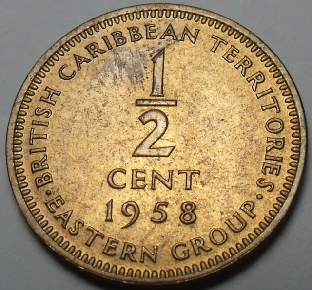 British Carribean Territories 1958 Half Cent Rare Unc~Key Date~Free Shipping