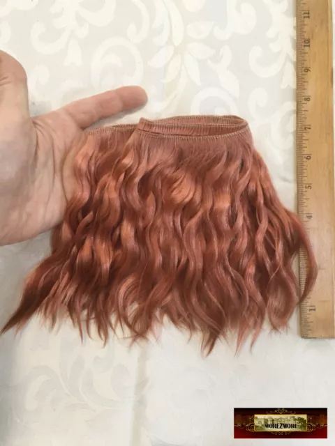 M01803-T-FS MOREZMORE Doll Hair Mohair Weft AUBURN RED SHORT 12cm Sample 2