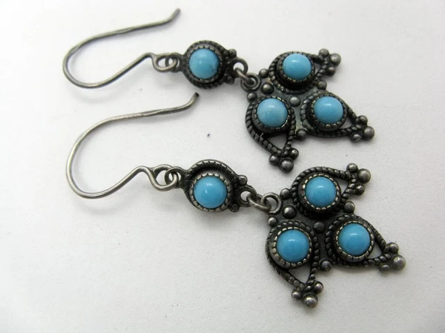Attractive Vintage Womens Earrings Sterling Silver 875 USSR Blue Jewelry Ukraine