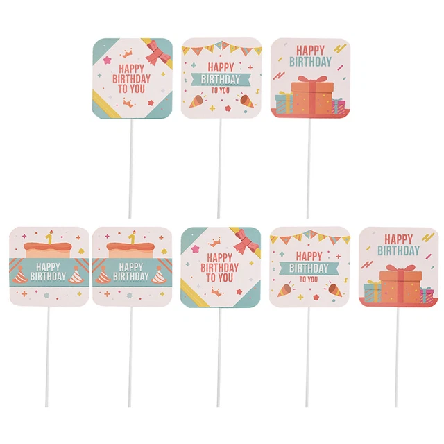 8 piezas Baby Party Decoración cumpleaños fiesta decoración pasteles inserciones tarjetas