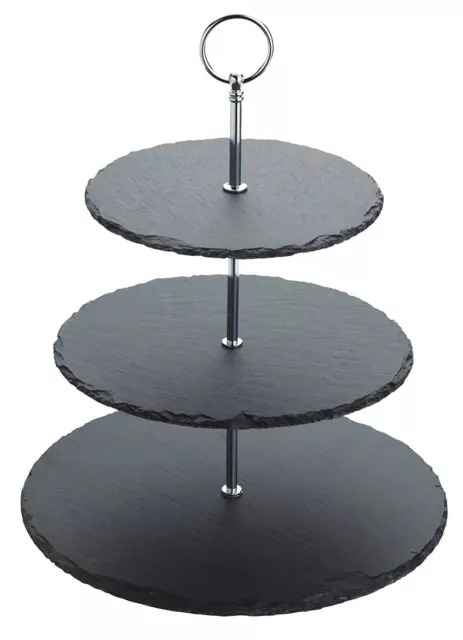 3 Tier Natural Slate Cake Stand Afternoon Tea Wedding Plates Party Tableware 2